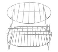 ERINGOGO Griglia per Barbecue a Doppio Strato in Acciaio Inox 201 Supporto Porta Spiedini, Accessori per Friggitrice ad Aria 3.2qt-5.8qt, per Cottura a Vapore e Grigliate Domestiche