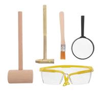 ERINGOGO Kit di Scavo Archeologico per Martello di Legno Occhiali Protettivi Pennello e Lente D’Ingrandimento - Set di Strumenti Educativi per Giochi Scientifici e Attività di