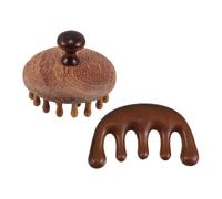 ERINGOGO Massaggiatore Manuale per Cuoio Capelluto in Legno con Pettine a Cinque Punte Strumento per Massaggio e Pulizia del Cuoio Capelluto Pettine Massaggiante Portatile per Relax e