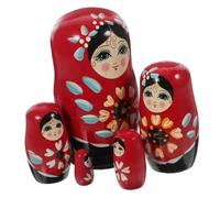 ERINGOGO Matrioska Legno Bambole Babushka Bambole Nidificanti Per Nidificazione Impilamento Giocattoli Per Impilabili Carino Marionetta Rosso