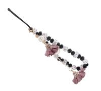 ERINGOGO Mobile Phone Straps With Crystal Beads Flower Pendant, Black, Durable Wrist Lanyard For Daily Use And