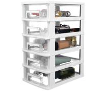 ERINGOGO Mobiletto Portaoggetti a 5 Strati in Plastica Trasparente Cassetti per Ufficio e Studio, Organizer per Articoli Vari e Cosmetici