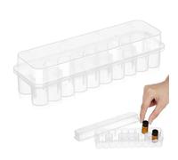 ERINGOGO Scatola Porta Fiale in Plastica Trasparente Coperchio Sicuro Contenitore per Oli Essenziali e Provette da Laboratorio 3Ml 24 Posti Cassetto di Stoccaggio Organizzato e Facile