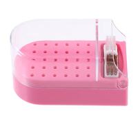 ERINGOGO Scatola Portaoggetti Nail Grinding Tool Case Trasparente per Punte Trapano Manicure Pedicure Organizer Nail Polishing Head Box Rosa