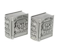 ERINGOGO Scatole Porta-riccioli e Primi Dentini in Metallo Per Neonati, Contenitori Morbidi Per Conservazione Sicura, Design Animale Retrò, Set Da 2 Pezzi Per Ricordi Preziosi Infantili