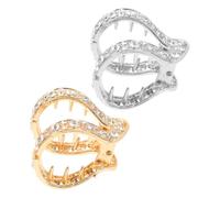 ERINGOGO Set 2 Fermagli per Chioma a Artiglio V Stile Moderno con Strass, Clip in Metallo Doppia per Coda di Cavallo Alta e Chignon, Accessori Chioma Donna Scintillanti per Colore Casuale