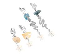 ERINGOGO Set 4 Pezzi Anelli per Chioma in Cristallo Naturale Ciondoli Serpente e Stelle, Accessori per Dreadlock e Trecce, Decorazione Mistica per Acconciature Donna e Ragazza
