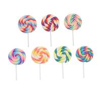 ERINGOGO Set 7 Pezzi Grandi Lecca-lecca Finti Arcobaleno in Pasta Polimerica, Decorazioni Dolci per Feste di Compleanno Bambini, Centrotavola e Gioco Scenico Sicuro