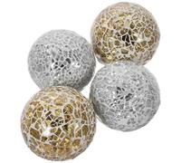 ERINGOGO Set da 4 Sfere Decorative in Vetro a Mosaico Oro e Argento Palline per Decorazione da Tavolo Centrotavola per Feste Matrimoni e Arredamento Casa