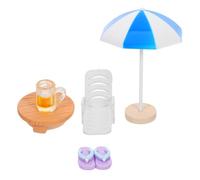 ERINGOGO Set da 5 Decorazioni Paesaggistiche in Miniatura da Spiaggia Tavolo Sedia e Ombrellone in Resina Colorata Accessori per Casa delle Bambole e Scenari Rilassanti Sul Mare