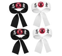 ERINGOGO Set di 4 Fasce Giapponesi Blu - Fascia da Samurai e Fascia per Esercizi - per Karate Cosplay Cucina Fitness e come Accessorio di Moda in Stile Giapponese