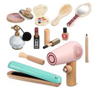 ERINGOGO Set di Giocattoli per Trucco in Legno per Piccoli, Kit da Salone di Bellezza Accessori da Toeletta Sicuri, Gioco Creativo per Ragazze, Regalo per Compleanni e Festività