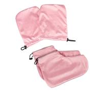 ERINGOGO Set e Massimizza L’assorbimento di Umidità 2 Paia Guanti Termici e Copripiedi in Cotone e Peluche Rosa, Mantiene la Cera Calda per Terapia alla Paraffina per Spa e Pedicure