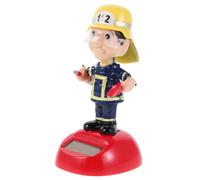 ERINGOGO Solar Powered Firefighter Model For Car Dashboard Kid Friendly Swinging Fireman Ornament Compact Educational Toy For Home Office Decor