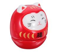 ERINGOGO Statuetta Gatto Fortuna Tumbler Giapponese in Ceramica Nera Decorazione Casa e Ufficio Figurina Portafortuna Elegante e Resistente Regalo per Amanti dei Gatti