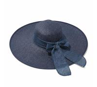 erioctry Cappello da Sole alla Moda da Donna a Tesa Larga Larga Pieghevole Estivo Nuoto Giardino Spiaggia Paglia Cappello da Sole per Vacanze Viaggi Blu, M