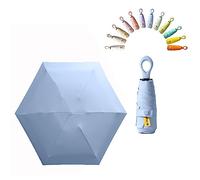 erised's bifrost Mini Ombrello Pieghevole con Protezione UV, Manico ad Anello Creativo, Protezione Solare Piccolo per Valigia, Ombrello Anti-Umidità per Viaggi per Donne e Bambini, Celeste., 90cm