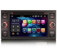 erisin 8 Core Android 14 4+64GB Autoradio Navigatore GPS per Ford C/S-Max Galaxy Kuga Focus Transit Carplay Android Auto GPS Sat Nav DSP BT 5.0 WiFi Dab+ CD/DVD Nero