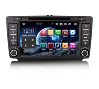 Erisin 8 pollici 8-Core 4GB+64GB Android 14 Autoradio Bluetooth GPS Navigatore per Skoda Octavia 2 Superb Yeti Roomster Rapid Supporta Carplay Android Auto DSP WiFi DAB+ OBD2 USB RDS FM Lettore CD SWC