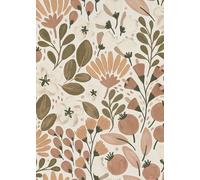 Erismann La Terasse - Carta da parati botanica, bianca con terracotta e verde oliva, vinile 53 cm x 10,05 m, rapporto 64 cm