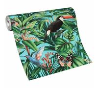 Paradisio 2 Giungla Uccelli Esotico Fogliame Erismann Parati - Blu 10121-18
