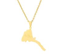 Eritrea Collana Con Ciondolo Per Donna - Collana Con Ciondolo Mappa Eritrea Collana Con Ciondolo Lettera Lucida Collana Con Ciondolo Paese Classico Retrò Gioielli Per Uomo E Donna,Aureato,60 Cm O 23,