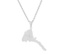 Eritrea Collana Con Ciondolo Per Donna - Collana Con Ciondolo Mappa Eritrea Collana Con Ciondolo Lettera Lucida Collana Con Ciondolo Paese Classico Retrò Gioielli Per Uomo E Donna,Grigio,45 Cm O 17,7