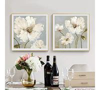 ERJIE Dipinti di fiori di arte della parete Decorazioni per la casa moderna Sala da pranzo Immagine Pianta nordica Stampa su tela Poster, pronto da appendere 50x50cmx2pcs cornice interna