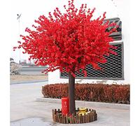 erkebspm Alberi di Ciliegio Artificiali Alberi di Ginkgo Color Oro Artificiale per Decorazioni per Interni ed Esterni Fiori Rosa Chiaro Fatti a Mano Albero Home Office Festa Matrimonio Rosso-6ft