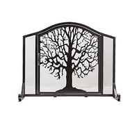 erkebspm Fire Guard Parascintille Autoportante, Parascintille con Porta, Parascintille Decorativo, Parascintille con Motivo a Forma di Albero in Metallo, Nero (Colore : Nero, Dimensioni : 96x19x76cm)