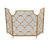 erkebspm Parascintille Parascintille per Camino Design Decorativo a 3 Pannelli - 30” per 51” - Nero/Oro - Bellissimo Design per Case Moderne e Classiche - Porte di Sicurezza - Robusto parascintille