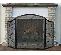 erkebspm Schermi per camini Parascintille per camini 3 Pannelli in Ferro battuto, Metallo Nero, 48"(L) X30(H) Spar per camini Schermi Piatti per camini Decorativi