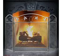 erkebspm Schermi per Camino Copertura Protettiva per Schermo per Camino 3 Pannelli Schermi per Camino Decorativi in Rete Decorativa in Peltro in Ferro battuto Schermi per Camino Piatti Decorativi