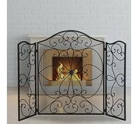 erkebspm Schermi per Camino Schermo per Camino Telaio in Ferro battuto a 3 Pannelli con Rete Metallica Parascintille Schermo per Camino Schermi per Camino Piatti Decorativi