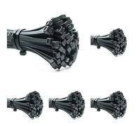 ERKO 100 pezzi di fascette di cablaggio professionali 140 x 3,6 mm Supporto ordina cavi resistente a UV Base per fascetta di cablaggio di colore nero, resistente alla temperatura (Confezione da 5)