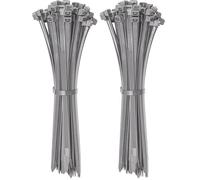 ERKO Fascette plastica grigio/argento 200 x 3,6 mm 100 pezzi breve, di cablaggio professionali, Resistente allatemperature, forte, Per il giardino, la casa, il garage, l'ufficio (Confezione da 2)