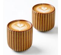 Erkundpresso. Set di 2 tazze da caffè 180ml Senza manico Tazza da caffè Premium Barista in gres di alta qualità Tazza da caffè a pareti spesse - Progettata per l'arte del latte - 100% lavorazione