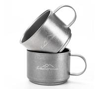 Erkundpresso. Set di 2 Tazze da Caffè Doppia Parete, Tazze da Campeggio con Isolamento in Acciaio Inossidabile di Alta Qualità, Stile Industriale Retrò, Regali per Campeggiatori