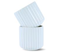 Erkundpresso. Set di 2 Tazze da Caffè Senza Manico 180ml, Ceramica Effetto Forno, Tazze da tè, Isolante Antiscivolo, Lavabile in Lavastoviglie & Microonde, Confezione Regalo - Bianco