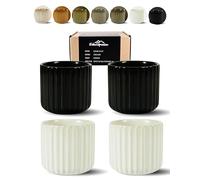 Erkundpresso. Set di 4 Tazze da Caffè Senza Manico 180ml, Ceramica Effetto Forno, Tazze da tè, Isolante Antiscivolo, Lavabile in Lavastoviglie & Microonde, Confezione Regalo - Bianco + Nero