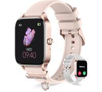 Erkwei Orologio Smartwatch Donna con Chiamate e Notifiche WhatsApp 1.85" Orologio Fitness 100+ Sportive Contapassi Monitor Frequenza Cardiaca Sonno Assistente Vocale Smart Watch Donna per Android iOS