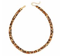 ERLOSYA Collana a catena a serpente piatta con stampa leopardata, da donna, con motivo animale, stile vintage anni '80, gioiello regalo per moglie e mamma, middle, Metallo, Non pietra preziosa