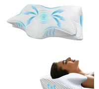 Ermand Cuscino Cervicale Ortopedico Antirughe con Design Innovativo a Farfalla in Memory Foam, Ideale per Posizioni Prona, Supina e di Fianco, con Federa Traspirante, Rimovibile e Lavabile.