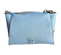 ERMANNO FIRENZE Borsa a spalla e mano in ecopelle, colore jeans, con zip e tracolla logata regolabile. Dimensioni 27x20 cm, compatta ed elegante.