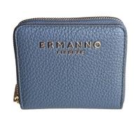 ERMANNO FIRENZE Portafoglio multiscomparti ecopelle martellata color petrol. Chiusura zip, con portamonete interno. Dimensioni 11x9 cm, ideale per organizzare carte e contanti.