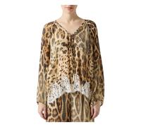 Ermanno Scervino - Camicia stampa leopardo dettaglio pizzo - - Blouses & Shirts - Donna - Multicolore - M