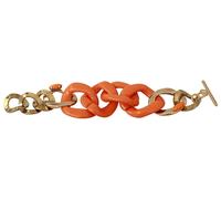 Ermanno Scervino Gold Orange Chain Wide Brass Plastic Bracelet