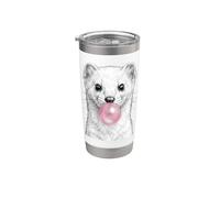 Ermellino che soffia rosa Bubble Gum divertente animale Bicchiere termico in acciaio inox doppia parete