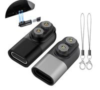 Ermorgen 2 Pezzi Adattatore di Ricarica di Tipo C Compatibile con I Modelli LED-LENSER P&H Adattatore Compatibile con il Cavo di Ricarica del Caricatore Magnetico - Nero/Grigio