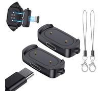Ermorgen 2 Pezzi Adattatore USB C Compatibile con Amaz-fit GTR 2/2e/GTR Mini/GTS 2, 2e/4/Amaz-fit Active/Active Edge/Bip 5/3/3 Pro/Bip U/T-rex Pro/Pop/Zepp E/Z - Nero